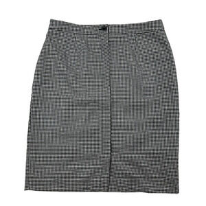"346" Brooks Brothers Black White Houndstooth WOOL Pencil Skirt Lined Buttons 10